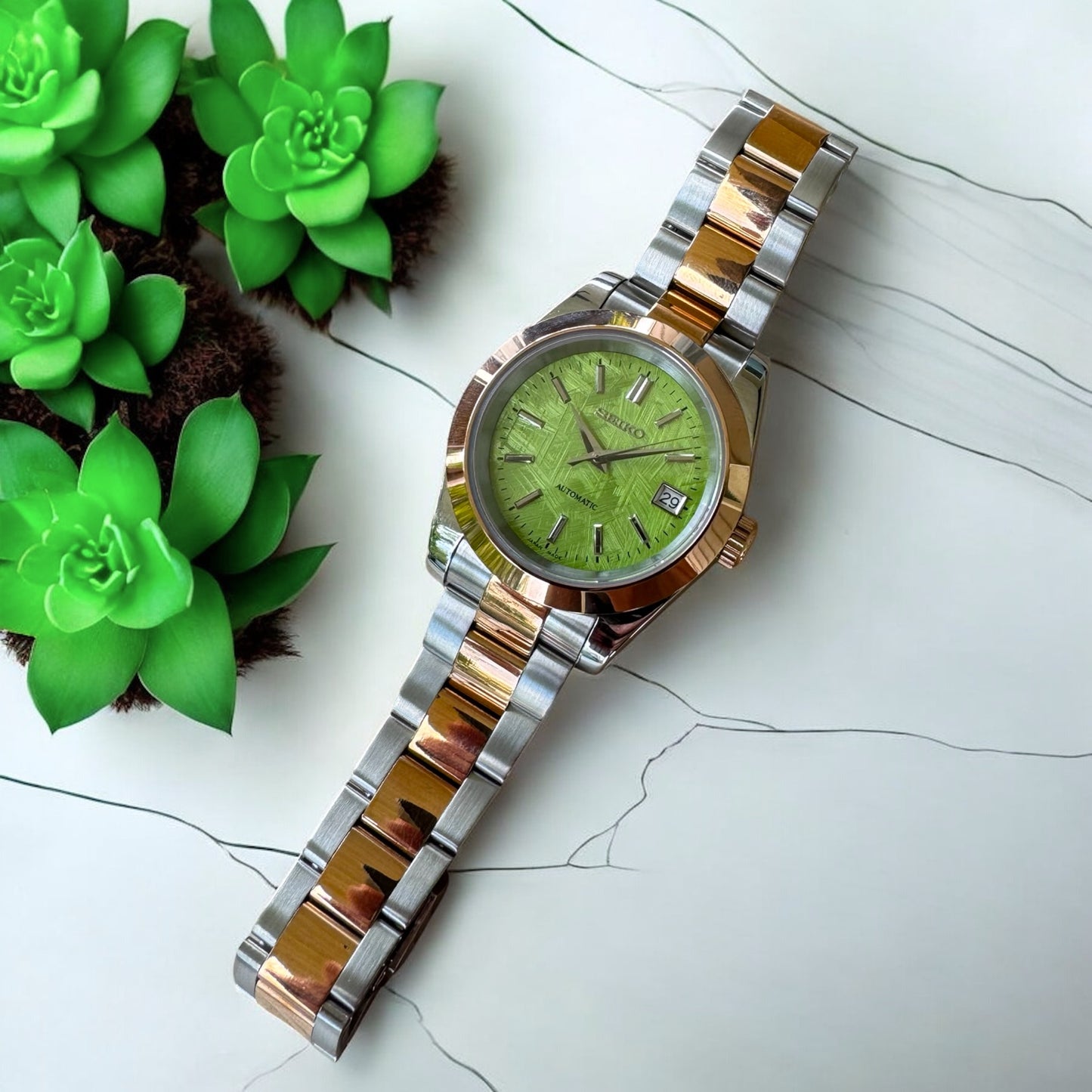 Seiko Oyster Perpetual - Green Meteor/ Rose Gold and Stainless Steel